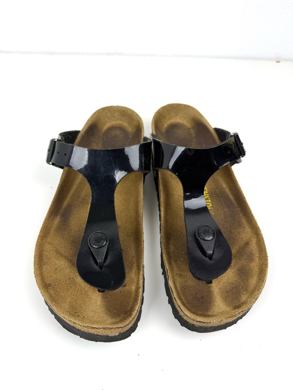 Birkenstock Gizeh Bieko-Flor Black Patent Leather Toe-Post Sandals